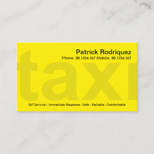 Bright Yellow Taxi Signage Private Taxi Driver Business Card