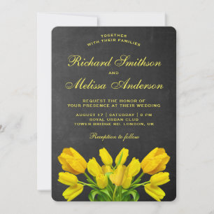 Bright Yellow Tulip Flowers Wedding Invitation