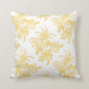 Bright Yellow vintage floral pillow