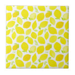Bright Yellow Watercolor Lemon Pattern Tile<br><div class="desc">Add a citrus accent to any room with this summer lemon tiles. It features watercolor citrus pattern of lemons. These lemon tiles will be perfect for any room.</div>