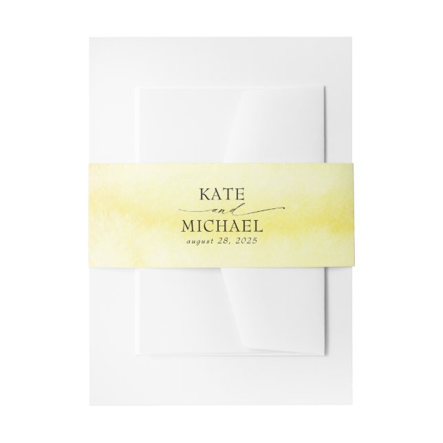 Bright Yellow Watercolors Modern Invitation Belly Band (Front Example)