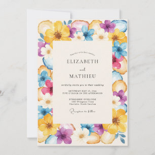 Bright Yellow Wildflower Wedding Invitation