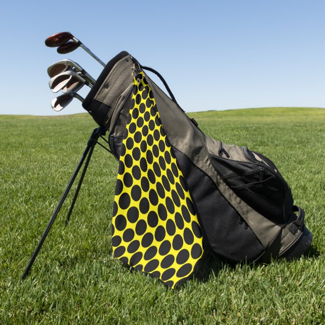 Bright Yellow with Black Dot Style Golf Towel (Green)