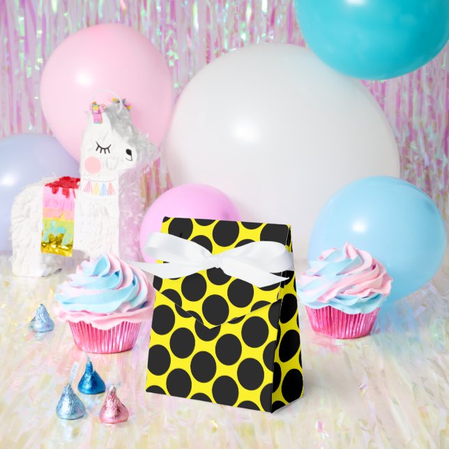 Bright Yellow with Black Dot Style Tent 4x2x5 Favour Box (Party)