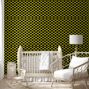 Bright Yellow with Black Dot Style Textured Wallpaper