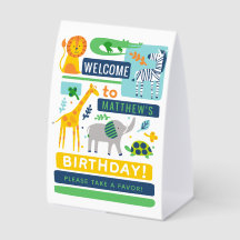 Bright Zoo Jungle Animals Birthday Pedestal Sign