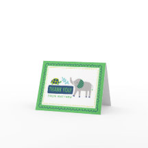 Bright Zoo Jungle Animals Birthday THANK YOU CARD