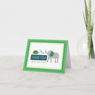 Bright Zoo Jungle Animals Birthday THANK YOU CARD
