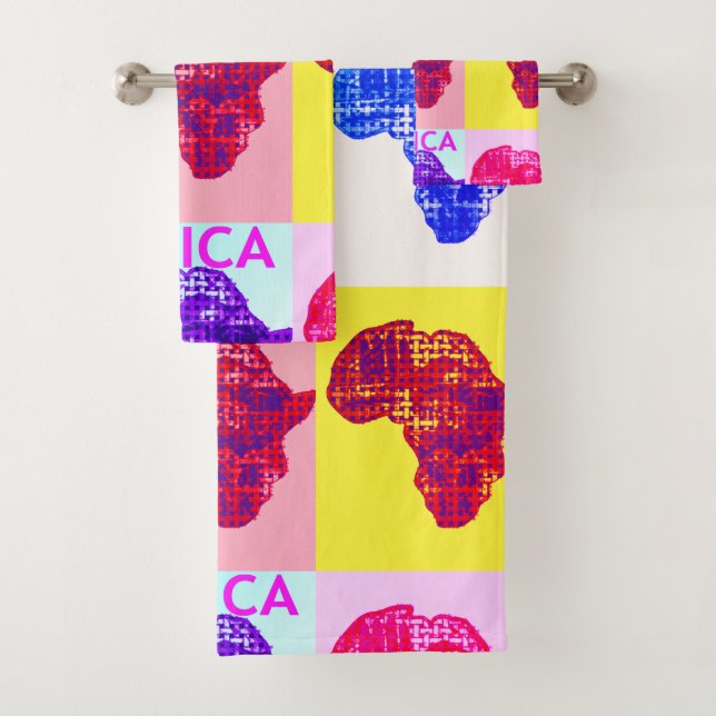 Brighten Your Bath: Africa Chequered Pop Art Towel (Insitu)