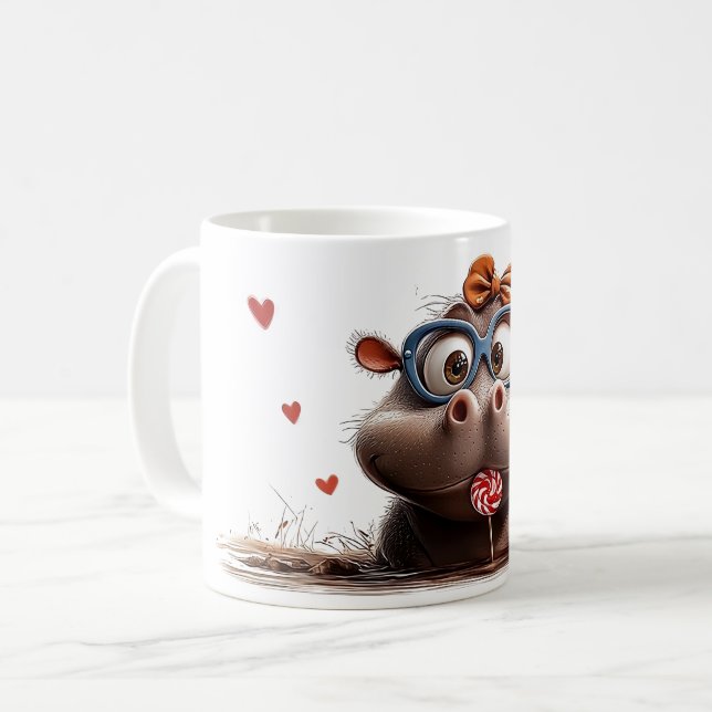 ☕ Brighten Your Day with Adorable Charm! 🦛🍭 Coffee Mug (Front Left)