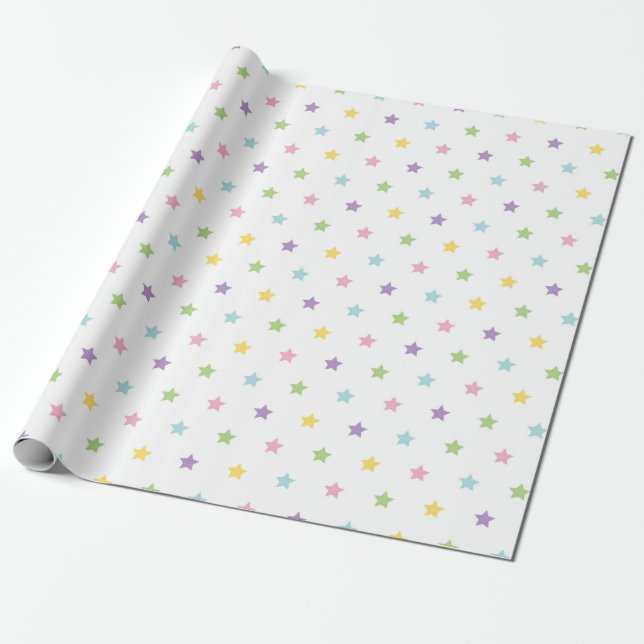  Brighten Your Space with Pastel Star Pattern Wrapping Paper (Unrolled)