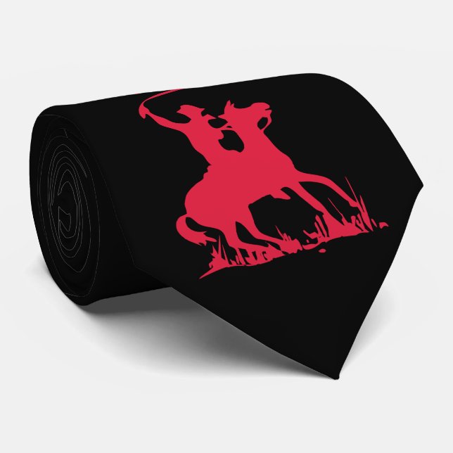 Brighter Red Cowboy on Horse with Whip Tie (Rolled)