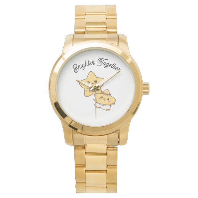 Brighter Together – Cute Couple golden watch Gift (Front)