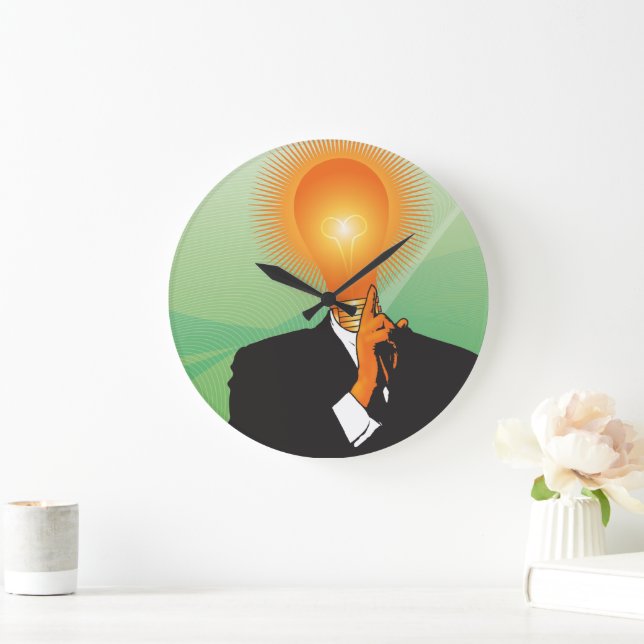 Brightest Bulb in the Knife Drawer Large Clock (Home)