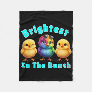 Brightest Chicken In The Bunch Rainbow Easter Pun Fleece Blanket