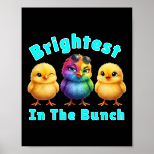 Brightest Chicken In The Bunch Rainbow Easter Pun Poster