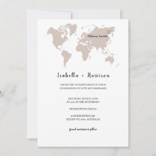 BRIGHTEST Wedding Invitation World Map