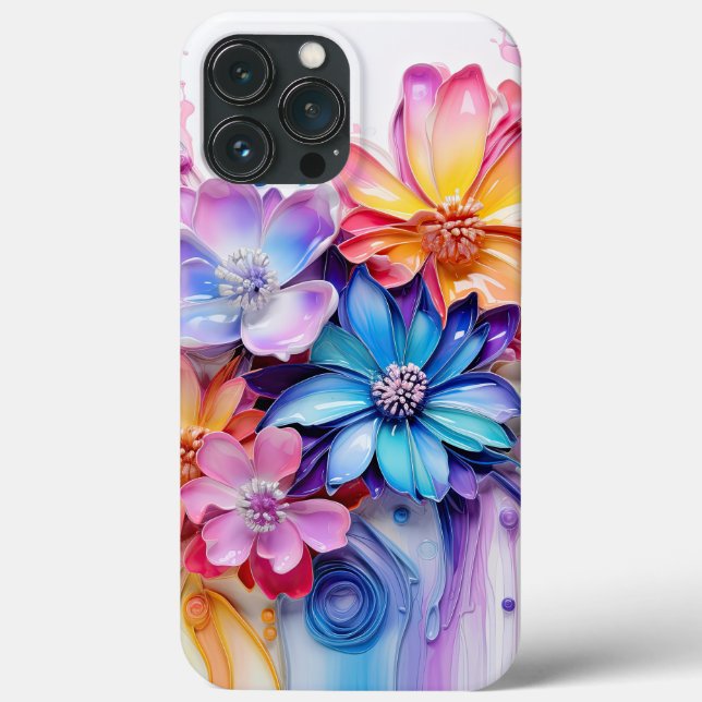 BRIGHTLY COLORED 3D LOOK FLOWERS  Case-Mate iPhone CASE (Back)