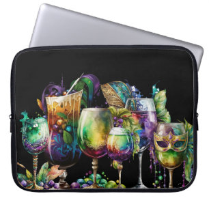 BRIGHTLY COLORED FESTIVE MARDI GRAS BEVERAGES LAPTOP SLEEVE