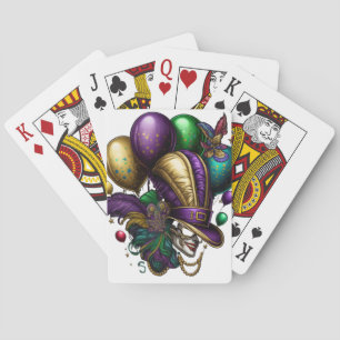 BRIGHTLY COLORED MARDI GRAS BALLOONS PLAYING CARDS