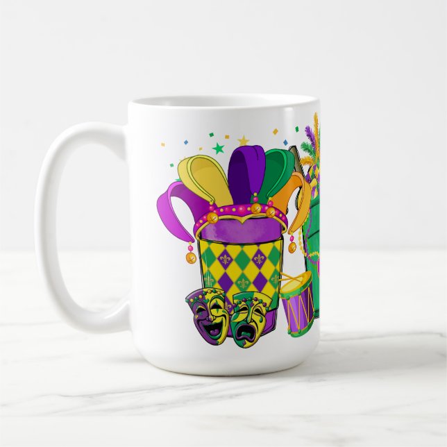 BRIGHTLY COLORED MARDI GRAS BEVERAGES COFFEE MUG (Left)