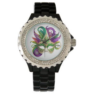 BRIGHTLY COLORED MARDI GRAS FACE MASKS WATCH