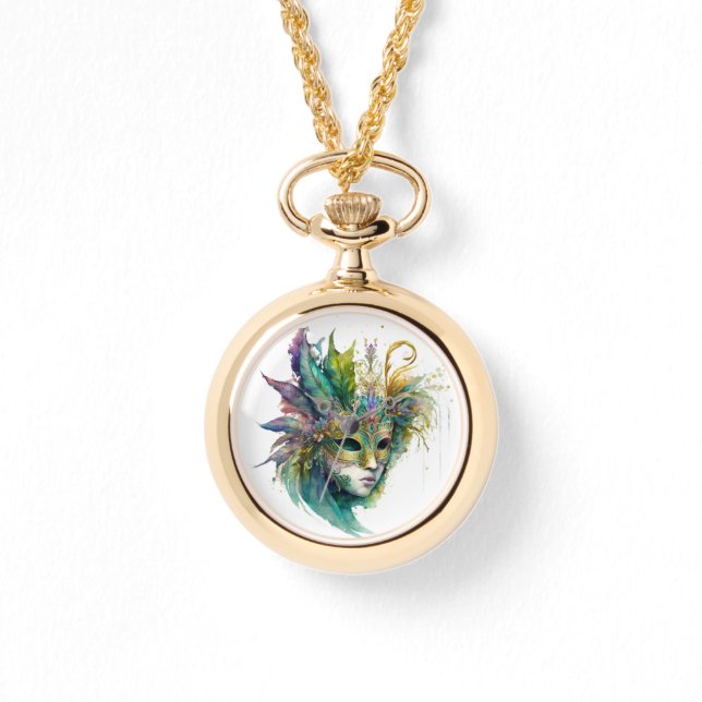 BRIGHTLY COLORED MARDI GRAS FACE MASKS WATCH (Front)