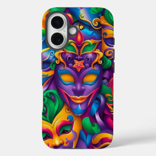 BRIGHTLY COLORED MARDI GRAS MASK iPhone 16 CASE