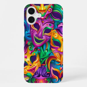 BRIGHTLY COLORED MARDI GRAS MASK iPhone 16 PLUS CASE