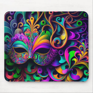 BRIGHTLY COLORED MARDI GRAS MASKS MOUSE MAT