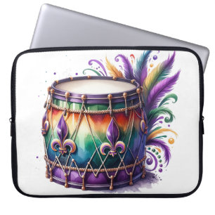 BRIGHTLY COLORED MARDI GRAS THEMED DRUM LAPTOP SLEEVE