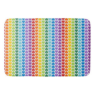 BRIGHTLY COLORED RAINBOW HEARTS  BATH MAT