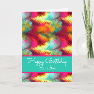 Brightly Colored Stained Glass Happy Birthday Card
