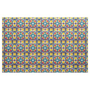 Brightly Coloured Abstract Geometric Tile Design Fabric