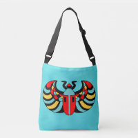 Brightly Coloured Abstract Scarab Beetle on Blue