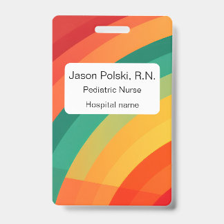Brightly coloured arcs background ID badge