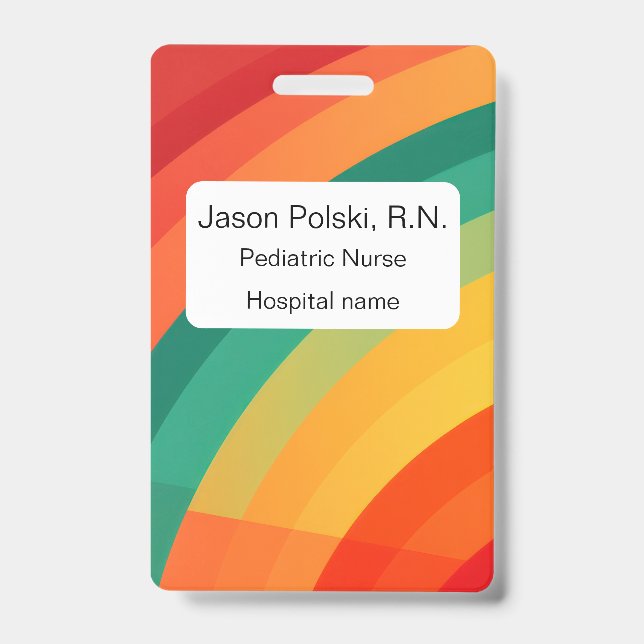 Brightly coloured arcs background ID badge (Front)
