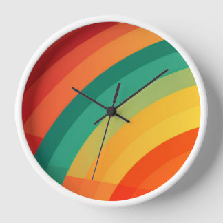 Brightly coloured arcs background Wall Clock