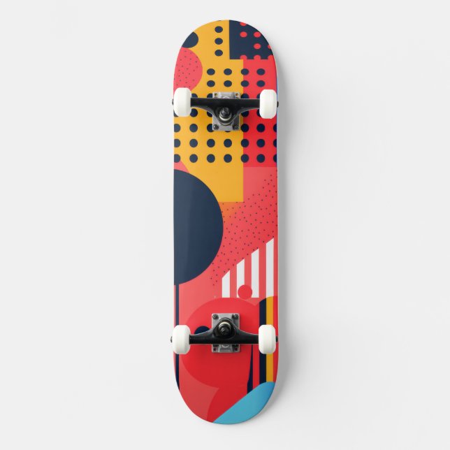 Brightly-coloured background with circles skateboard (Front)