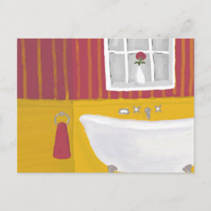 Brightly Coloured Bath in Rose and Yellow Postcard