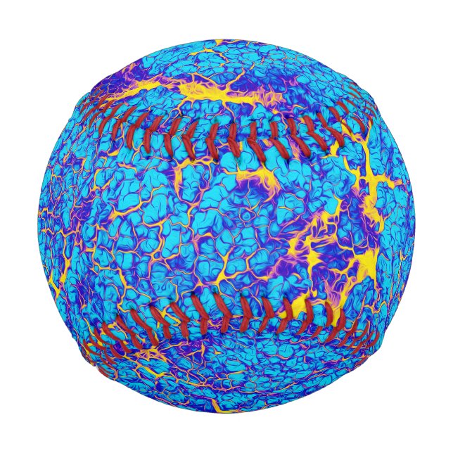 Brightly Coloured Blue and Yellow Abstract Pattern Baseball (Back)