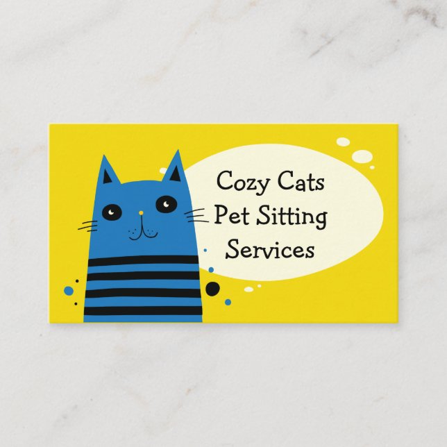 Brightly Coloured Cat Pet Sitting Business Card (Front)