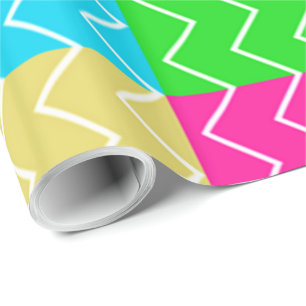 Brightly coloured chevron patterns wrapping paper