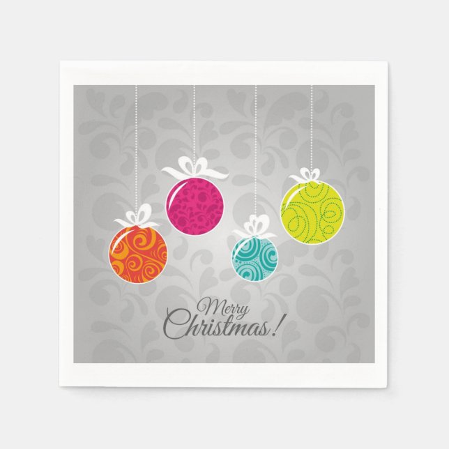 Brightly coloured Christmas decoration bauble Napkin (Front)