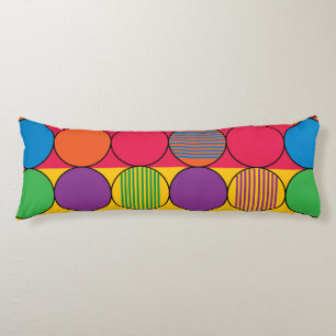 Brightly Coloured Circles and Stripes Body Cushion