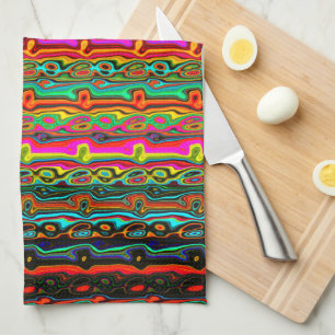 Brightly Coloured Colourful Abstract Pattern Tea Towel