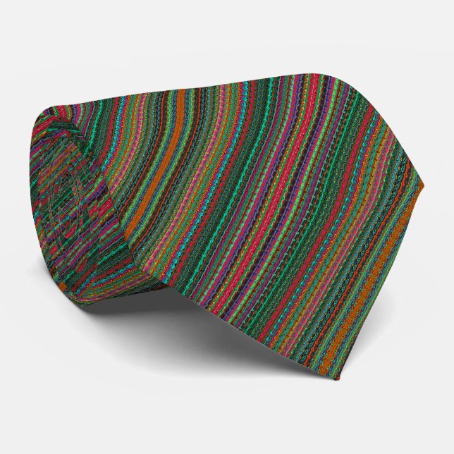 Brightly Coloured Colourful Abstract Pattern Tie (Rolled)