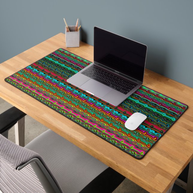 Brightly Coloured Crazy Colourful Abstract Pattern Desk Mat (Office 2)