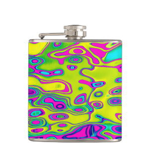 Brightly Coloured Crazy Colourful Abstract Pattern Hip Flask