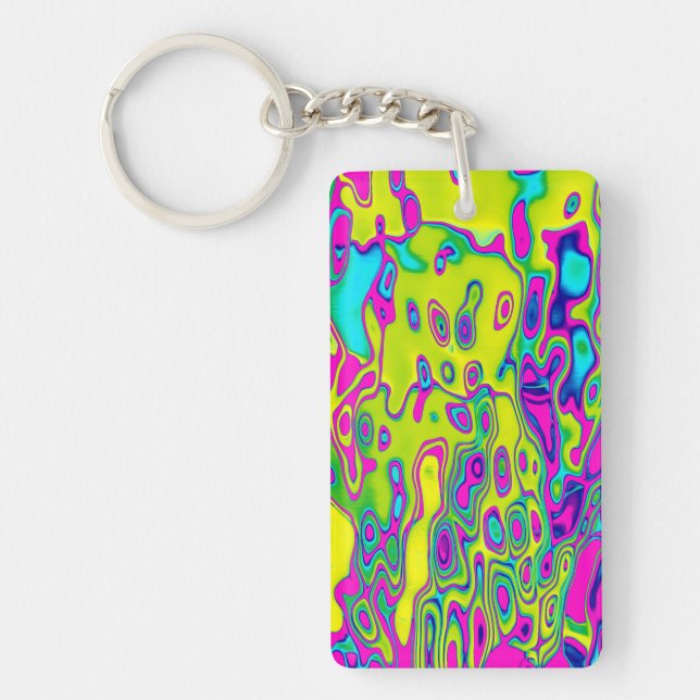 Brightly Coloured Crazy Colourful Abstract Pattern Key Ring (Front)